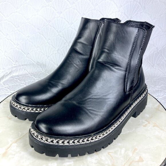 ASOS Truffle Collection Chunky Chelsea Boots Sz 7 Wide Black Retro Y2K Booties - Picture 1 of 15